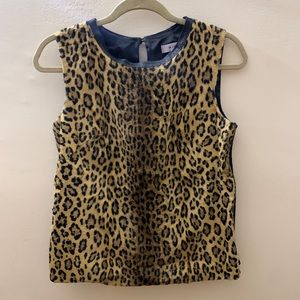 Milly leopard print tank with leather collar line